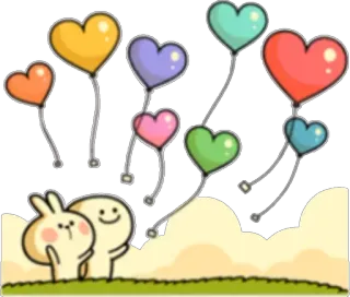 🙂 0cf49d12 气球, 爱心, 卡通, 可爱, 爱, 卡哇伊, 兔子 telegram sticker