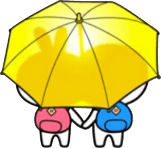 👫 26839ea4 卡通, 可爱, 雨伞, 情侣, 雨天, 爱 telegram sticker