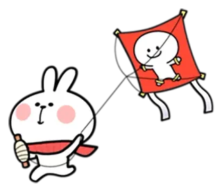 🎈 7503ed0b 兔子, 风筝, 卡通, 可爱, 异想天开 telegram sticker