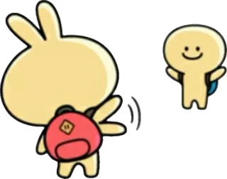 🖖 88b73726 卡通, 角色, 背包, 挥手, 可爱, 插图 telegram sticker