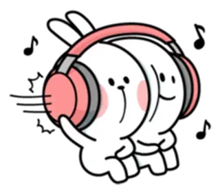 🎧 948843a3 兔子, 兔子, 耳机, 可爱, 可爱, 贴纸 telegram sticker