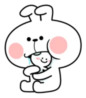 🙂 a757d3a2 兔子, 可爱, 卡哇伊, 拥抱, 白色, 兔子 telegram sticker
