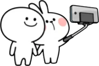 😐 bb306af4 可爱, 贴纸, 角色, 兔子, 自拍, 卡哇伊, 卡通 telegram sticker