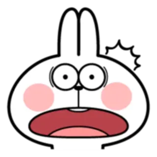 😳 ff066980 兔子, 卡通, 震惊, 白色, 粉色, 动物 telegram sticker