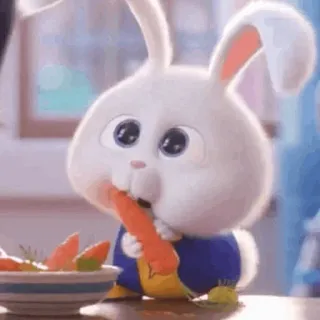 🍓 e2534f8f Snowball The Secret Life of Pets 兔子, 胡萝卜, 可爱, 动物, 宠物, 动画 telegram sticker