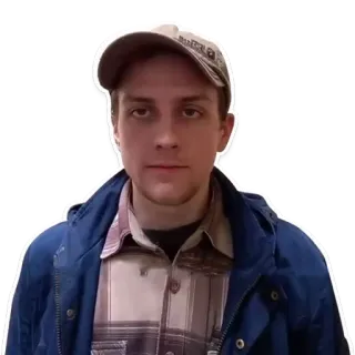 😐 51e928fe 男性, ポートレート, ステッカー, カジュアル, 人, 青いジャケット telegram sticker