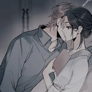 🍢 2c2b403a coppia, bacio, romance, amore, illustrazione, opera d'arte whatsapp sticker