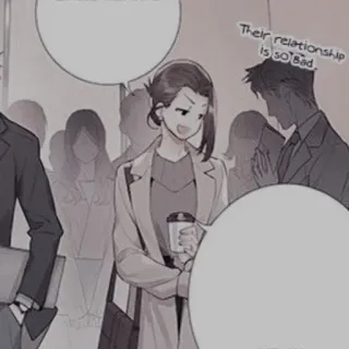 🍢 43b02b29 Their relationship is so Bad. relazione, cattivo, ufficio, cartoni animati, scala di grigi whatsapp sticker