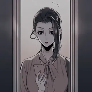 🍢 5f4e8293 donna, anime, specchio, riflesso, serio, ritratto whatsapp sticker