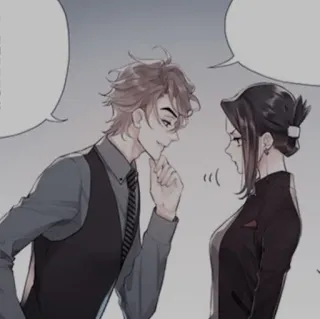 🍢 7305f0d5 coppia, affari, uomo, donna, cartone animato, anime, formale whatsapp sticker