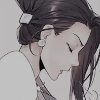 🍢 874bd6d8 Donna, Anime, Ritratto, Elegante, Monocromatico, Femminile, Acconciatura whatsapp sticker