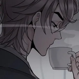 🍢 caea643e Anime, Manga, Caffè, Bevendo, Rilassato, Ritratto whatsapp sticker