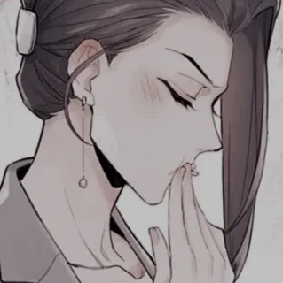 🍢 d15cccca persona, profilo laterale, orecchino, mano, stile anime, acconciatura whatsapp sticker