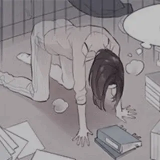 🍢 f5d6ad98 persona, gattonando, interno, triste, stressato, depressione, ansia whatsapp sticker