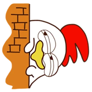 😏 2385b591 курица, стена, мультфильм, животное, иллюстрация, наклейка telegram sticker