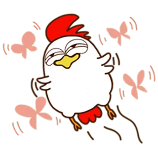 😌 2e2f7801 курица, животное, мультфильм, бабочка, анимированный, милый telegram sticker