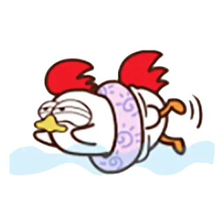 😙 92746995 курица, животное, плавание, бассейн, мультфильм, милый telegram sticker