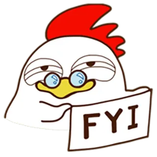 🤓 e3d7dcce FYI курица, инфо, очки, информация, смешно, заметка, заметка telegram sticker