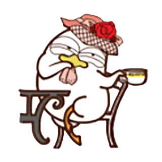 😚 e9f3fece курица, чай, шляпа, стол, стул telegram sticker