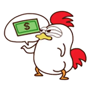 🤑 fae5a4a9 курица, деньги, доллар, животное, мультфильм, богатство, финансы telegram sticker