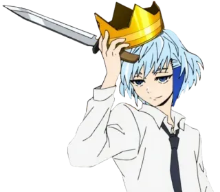 🧢 7447c455 动漫, 皇冠, 剑, 卡通, 角色 telegram sticker