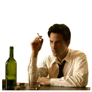 😎 7b930ffe John Constantine Constantine John Constantine, DC Comics, Keanu Reeves, hút thuốc, phim, đồ uống, thuốc lá, thái độ telegram sticker