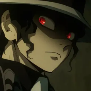 🩸 73ec44f0 Muzan Kibutsuji Demon Slayer демон, аниме, шляпа, красные глаза, Музан, Кибуцуджи telegram sticker