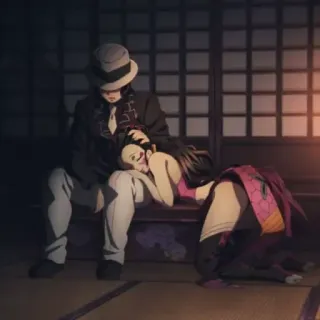 🩸 7c456bdf Muzan Kibutsuji Demon Slayer Аниме, Клинок, рассекающий демонов, Мудзан Кибуцуджи, Демон, Сидящий telegram sticker