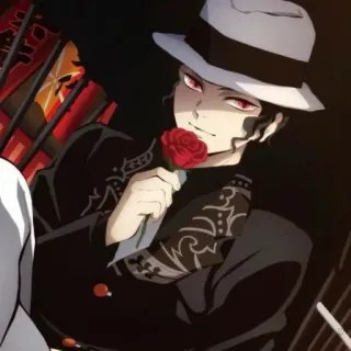 🥤 9a06fbec Muzan Kibutsuji Demon Slayer Мудзан, Клинок, рассекающий демонов, Аниме, Роза, Шляпа telegram sticker