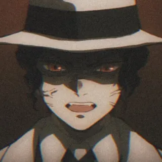 🌟 2d3da299 Anime, Vilão, Mau, Sombrio, Assustador, Irritado, Chapéu, Terno whatsapp sticker