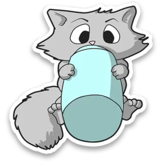 🍼 44e34280 cat, animal, cute, grey, cartoon whatsapp sticker