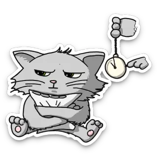⏰ 4a29149e cat, hypnotize, clock, cartoon, animal whatsapp sticker