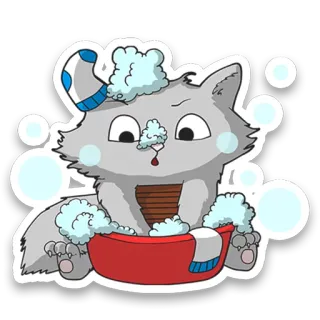 🛁 803cefb5 cat, bath, soap, cute, kitten, cleaning whatsapp sticker
