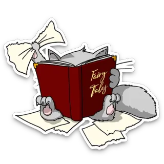 📘 89f4b339 Fairy Tales fairy tales, reading, cat, book, animal whatsapp sticker