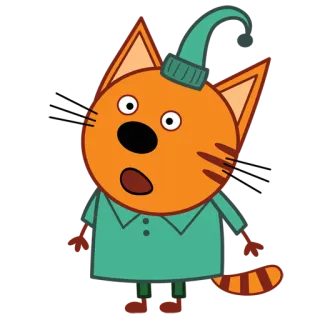 😯 37f4567b Katze, Cartoon, geschockt, orange Katze, Kid-E-Cats whatsapp sticker