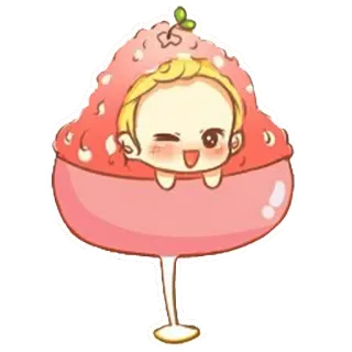 🍧 09977f9e carino, cartone animato, fragola, bimbo, stravagante telegram sticker