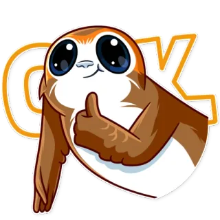 👍 53ff13f1 COOL Porg, Tier, süß, Daumen hoch, cool telegram sticker