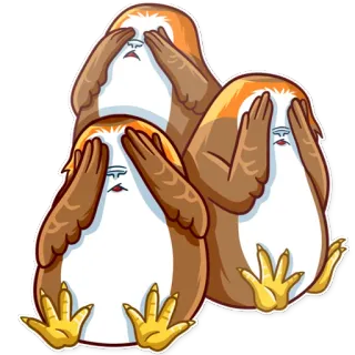 🤦‍♀️ 54b7338d Tier, Porg, Augen, Abdeckung, Verstecken, Cartoon telegram sticker