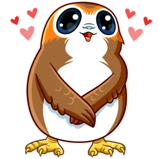 😳 cc777935 Porg Star Wars Porg, Star Wars, niedlich, Liebe, Herzen, Tier telegram sticker