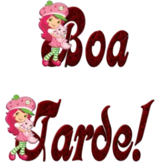 Ⓜ️ 038378f9 Strawberry Shortcake Boa Tarde! Kreskówka, Truskawka, Kot, Słodkie, Pozdrowienia whatsapp sticker