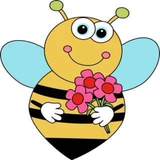 Ⓜ️ 08f2c8ed pszczoła, kreskówka, kwiaty, uroczy, owad whatsapp sticker