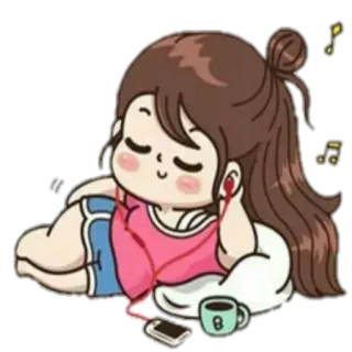 Ⓜ️ 188d0c21 muzyka, słuchanie, słuchawki, kreskówka, słodkie whatsapp sticker