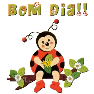 Ⓜ️ 2030392c BOM DIA!! biedronka, dzień dobry, powitanie, kreskówka whatsapp sticker