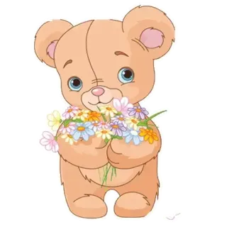 Ⓜ️ 25c03129 niedźwiedź, miś, kwiaty, słodki, zwierzę whatsapp sticker