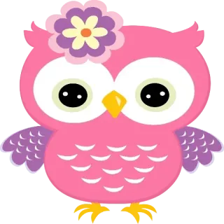 Ⓜ️ 355aad11 sowa, ptak, różowy, słodki, zwierzę, kreskówka whatsapp sticker