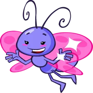 Ⓜ️ 3634b6a3 Motyl, Kreskówka, Słodkie, Latający, Owady whatsapp sticker