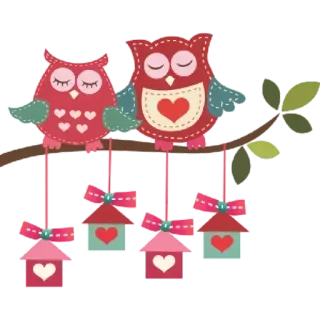 Ⓜ️ 3e676ac0 sowa, ptaki, serca, słodkie, dekoracje, sztuka whatsapp sticker