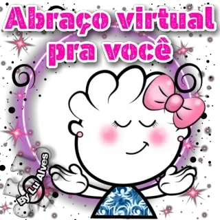 Ⓜ️ 4a14bc14 Abraço virtual pra você Kreskówka, Wirtualny uścisk, Pozdrowienie, Słodkie, Błyszczące whatsapp sticker