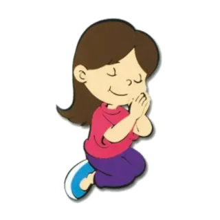 Ⓜ️ 4ebfa63a modlitwa, dziewczyna, kreskówka, klęczący, uwielbienie whatsapp sticker