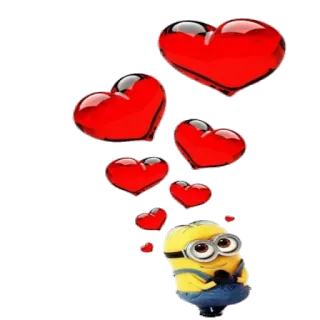 Ⓜ️ 5eea98d4 Minion Kreskówka, Serce, Miłość, Słodkie, Żółty whatsapp sticker